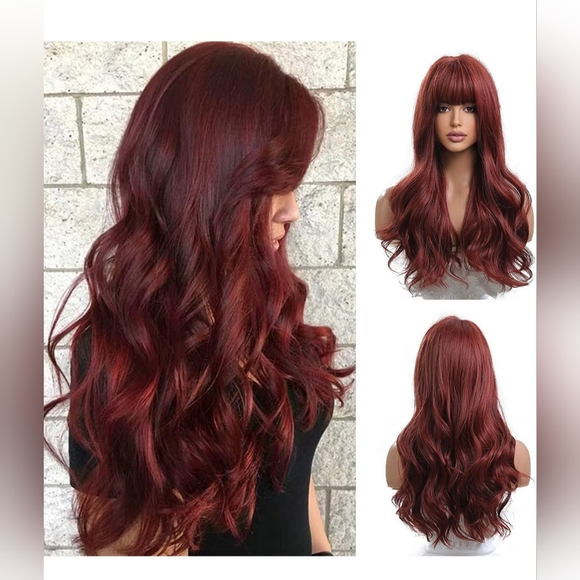 24" New Burgundy Red Synthetic Long wavy Wig.  Other Colors available - Picture 1 of 5